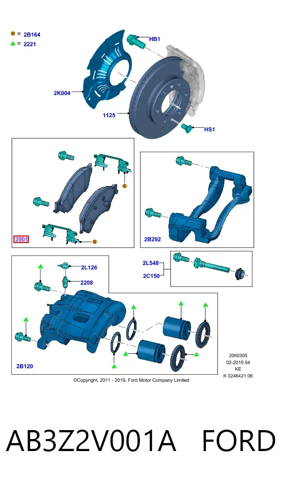 Klocki hamulcowe przednie tarczowe AB3Z2V001A Ford