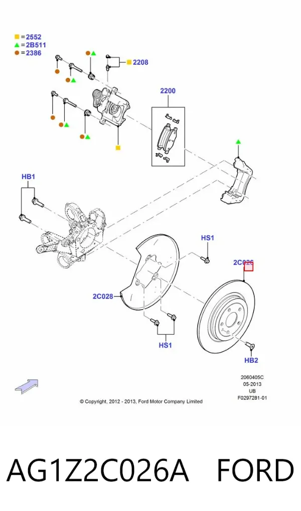 Tarcza hamulcowa tylna AG1Z2C026A Ford