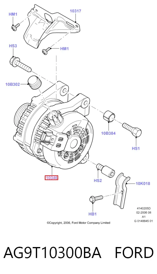 Alternator AG9T10300BA Ford