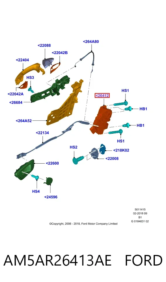Zamek drzwi tylnych lewych AM5AR26413AE Ford