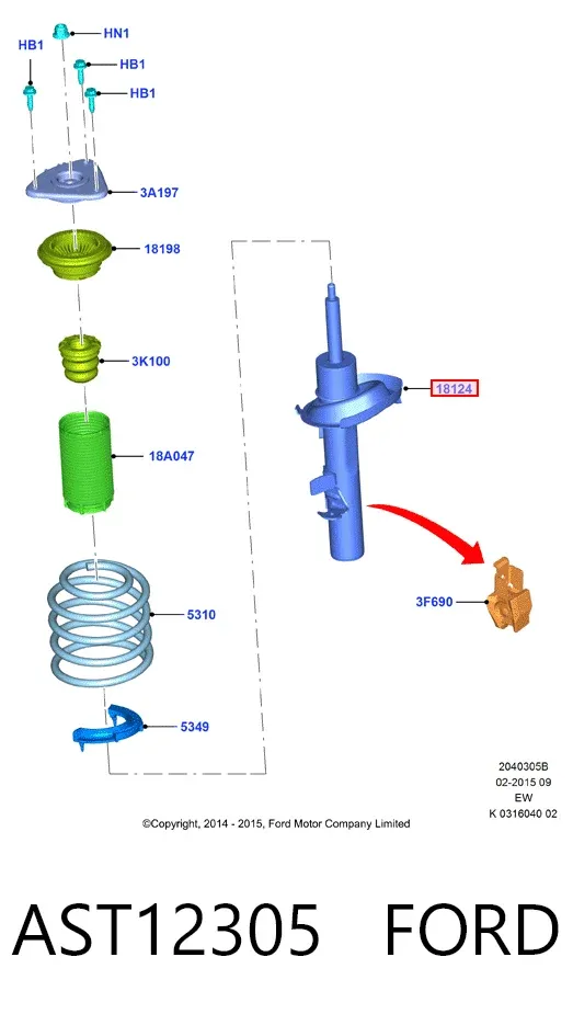 Amortyzator przedni prawy AST12305 Ford