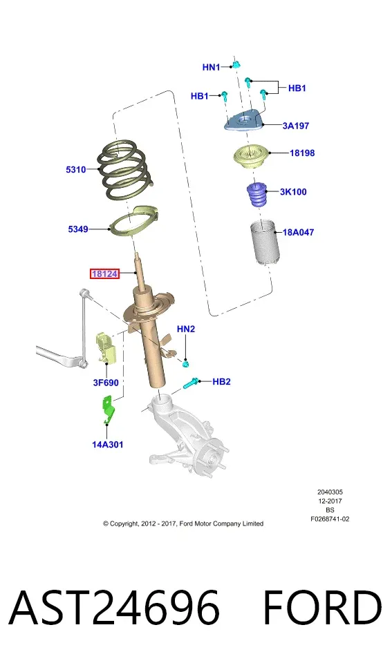 Amortyzator przedni prawy AST24696 Ford