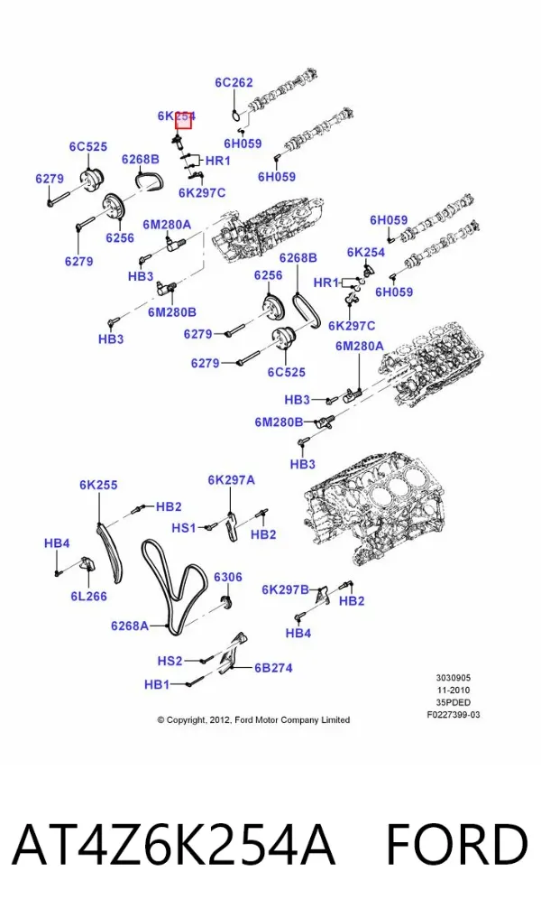 Napinacz łańcucha rozrządu AT4Z6K254A Ford