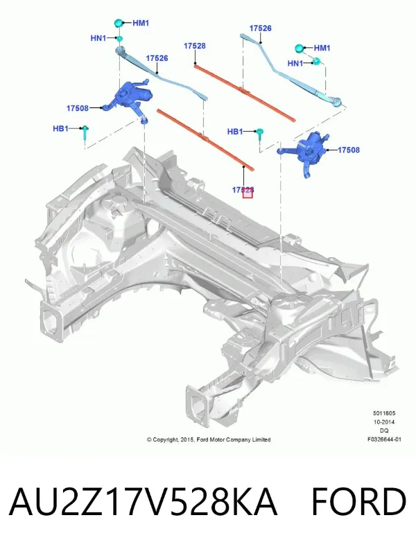Pióro wycieraczki szyby przedniej, zestaw (2 szt.) AU2Z17V528KA Ford