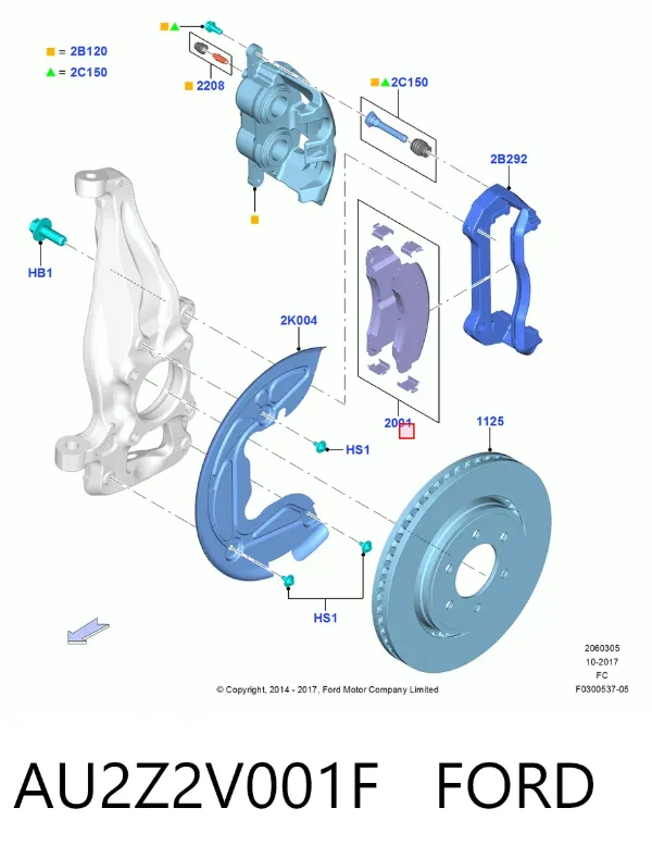 Klocki hamulcowe przednie tarczowe AU2Z2V001F Ford