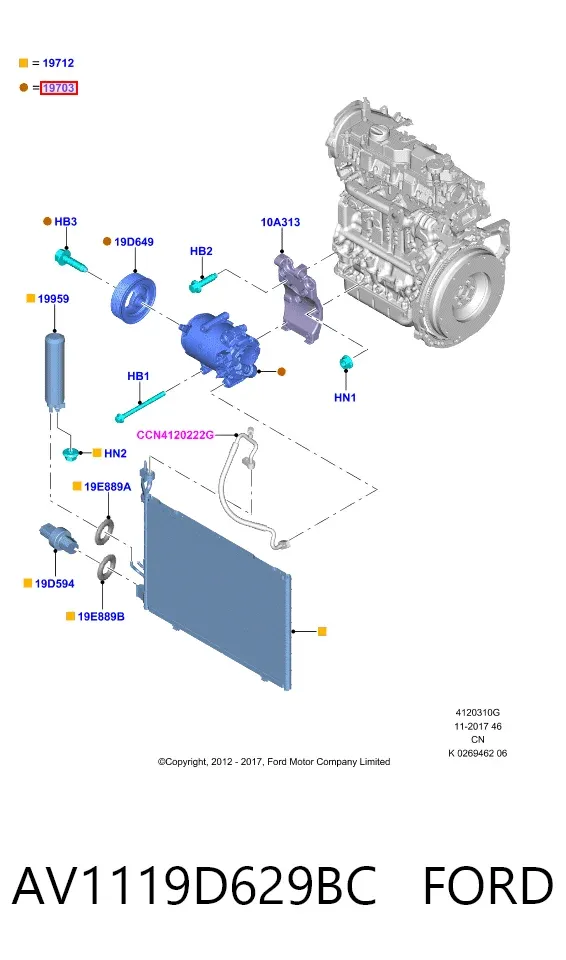 Sprężarka klimatyzacji AV1119D629BC Ford