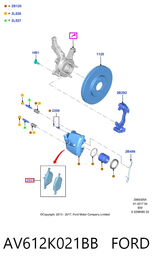 Klocki hamulcowe przednie tarczowe AV612K021BB Ford