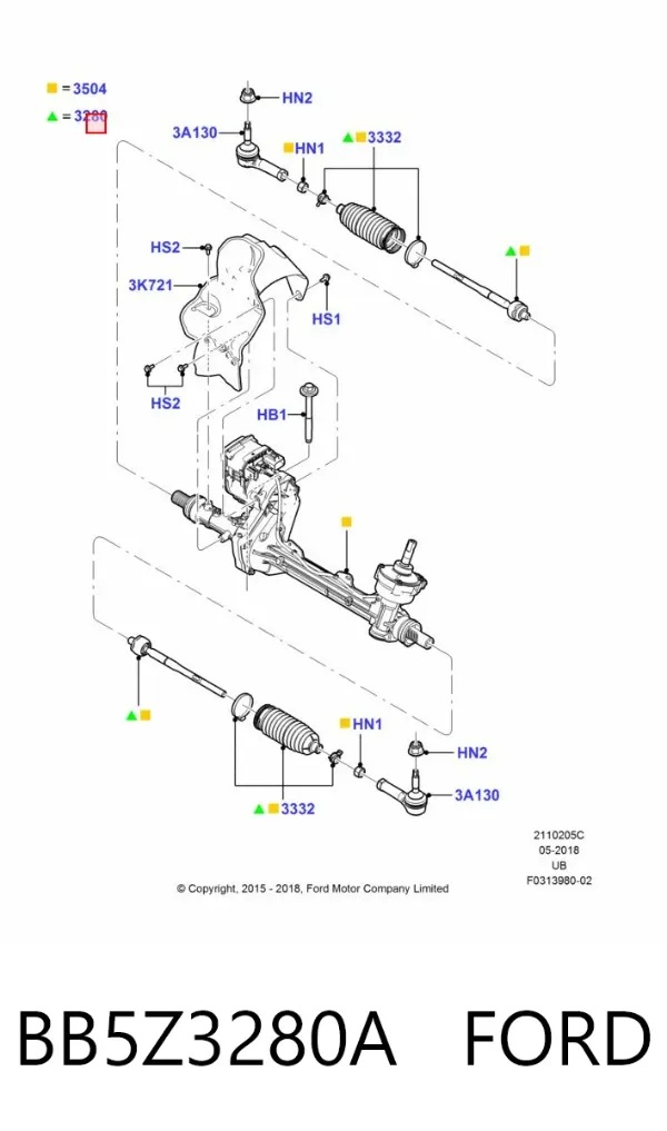Drążek kierowniczy BB5Z3280A Ford