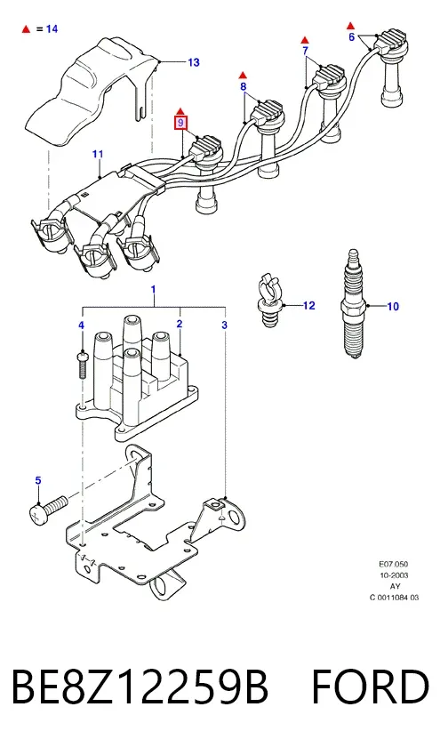 Zestaw przewodów wysokiego napięcia BE8Z12259B Ford