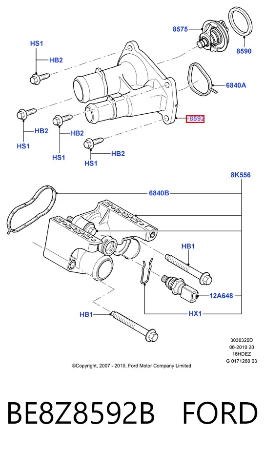 Obudowa termostatu BE8Z8592B Ford
