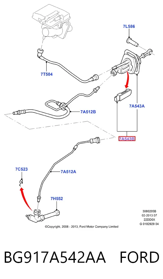 Cylinder sprzęgła główny BG917A542AA Ford
