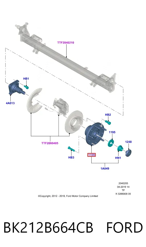 Piasta tylna BK212B664CB Ford