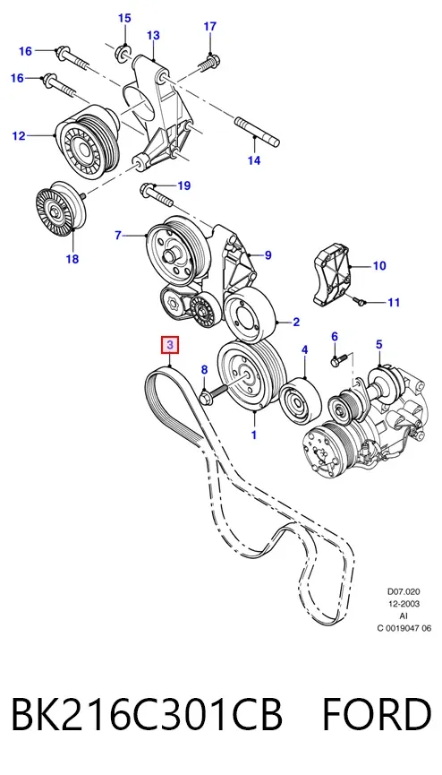 Pas napędowy mechanizmów BK216C301CB Ford