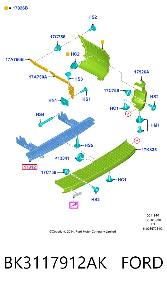 Wzmocnienie zderzaka tylnego BK3117912AK Ford