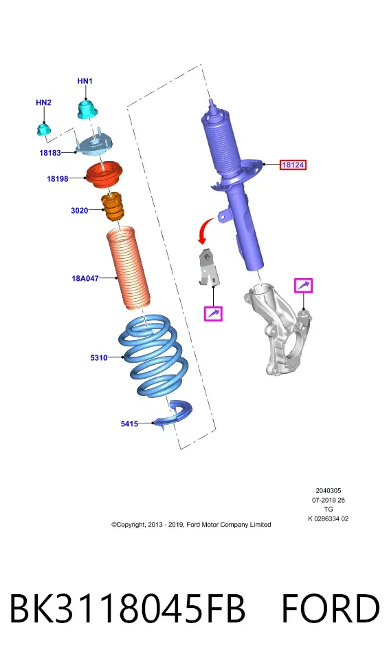 Amortyzator przedni BK3118045FB Ford