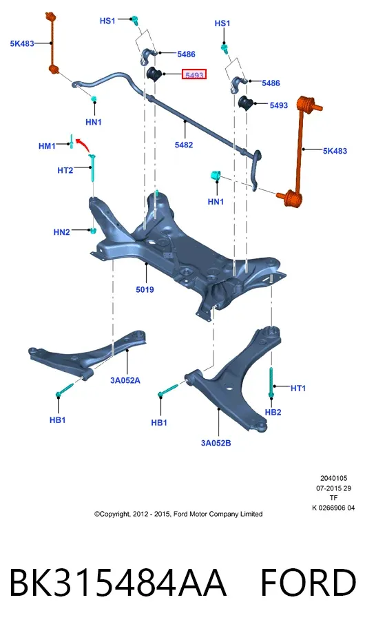 Tuleja stabilizatora przedniego BK315484AA Ford