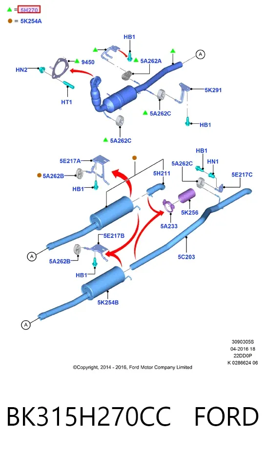 Filtr cząstek stałych układu wydechowego BK315H270CC Ford