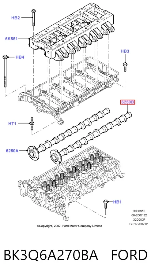 Wał rozrządu silnika ssący, dolotowy BK3Q6A270BA Ford