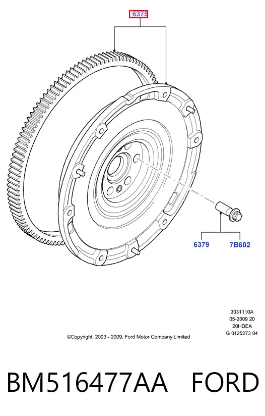 Koło zamachowe silnika BM516477AA Ford