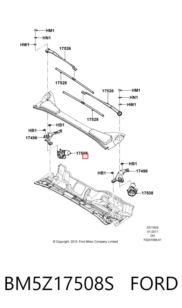 Silniczek wycieraczki szyby przedniej BM5Z17508S Ford