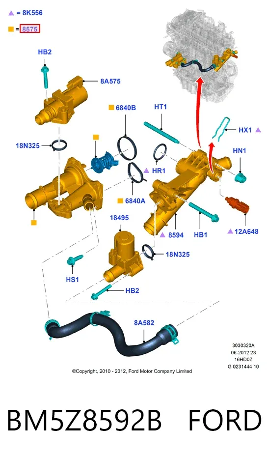 Obudowa termostatu BM5Z8592B Ford