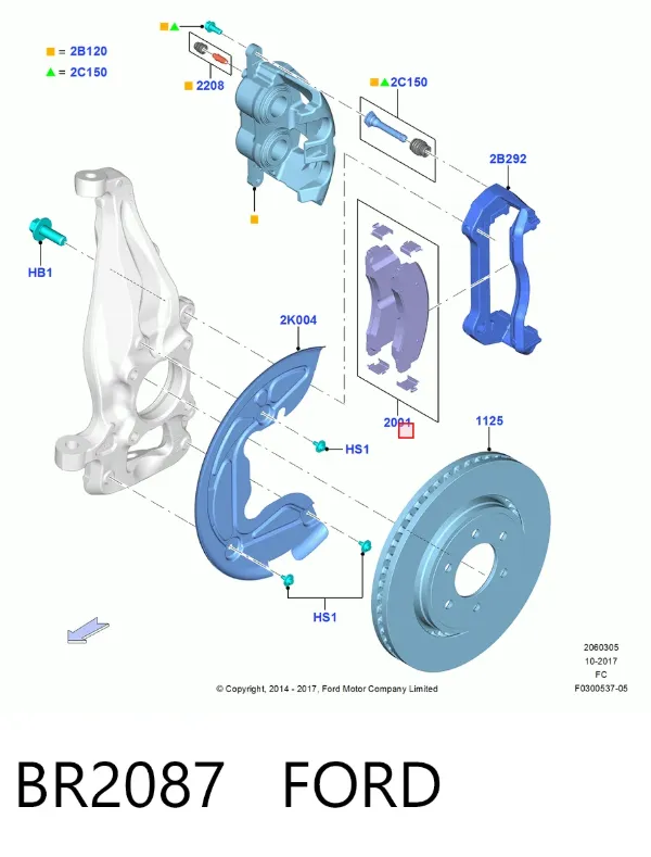 Klocki hamulcowe przednie tarczowe BR2087 Ford