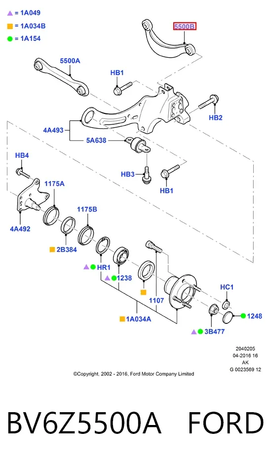 Wahacz zawieszenia tylnego górny lewy/prawy BV6Z5500A Ford