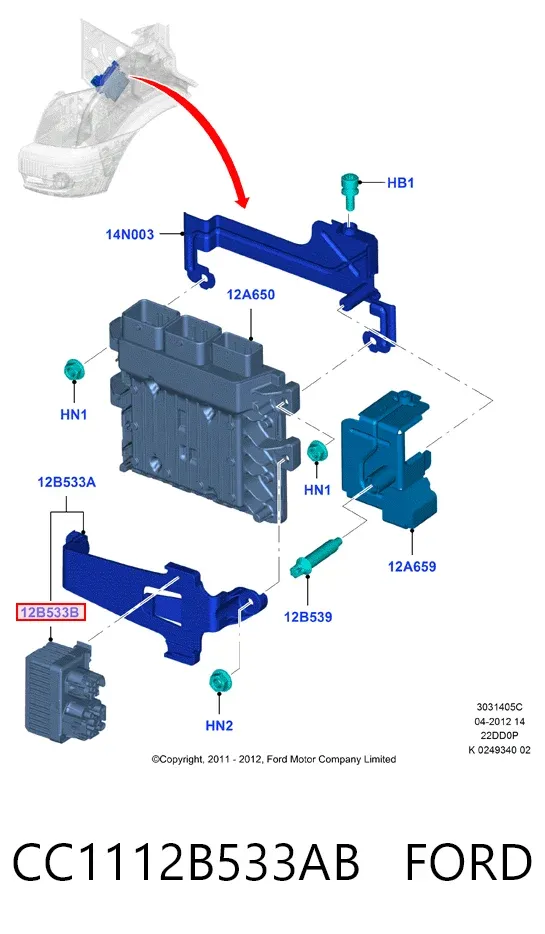 Przekaźnik świec żarowych CC1112B533AB Ford
