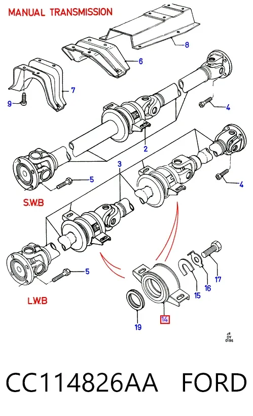 Łożysko podwieszane wału Cardana CC114826AA Ford