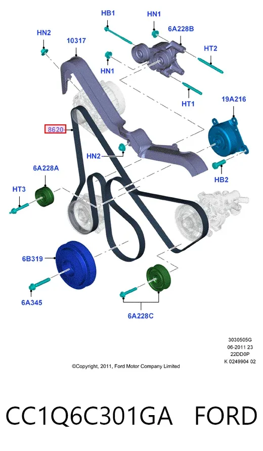 Pas napędowy mechanizmów CC1Q6C301GA Ford