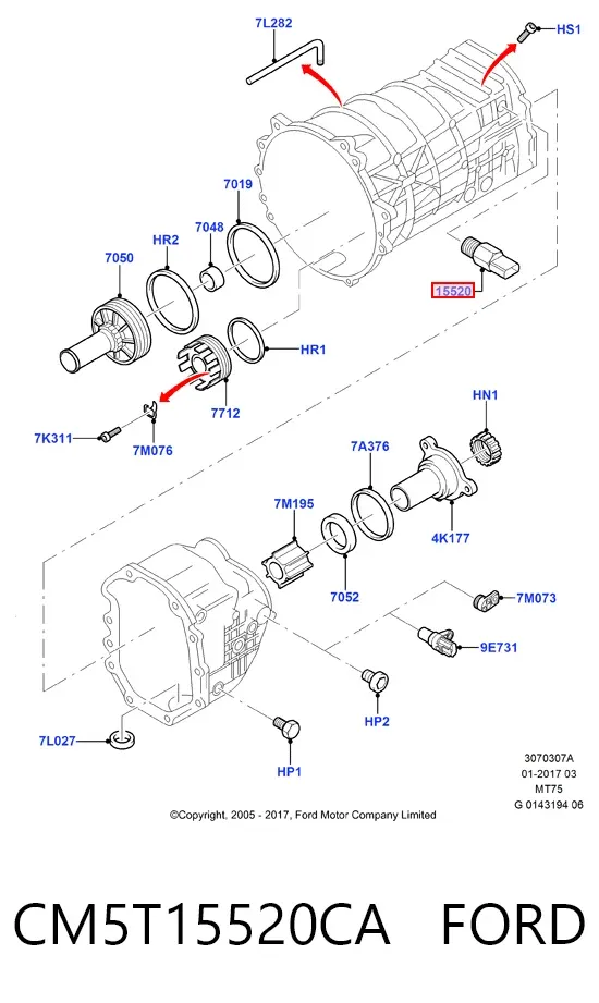 Czujnik włączania światła cofania CM5T15520CA Ford