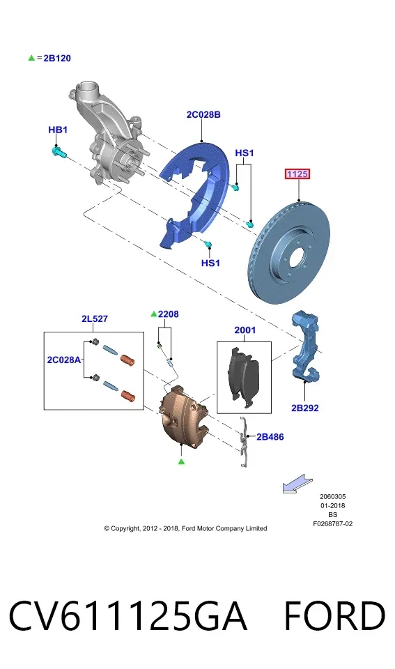 Tarcza hamulcowa przednia CV611125GA Ford