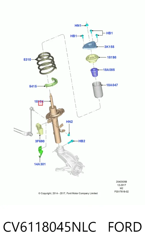 Amortyzator przedni prawy CV6118045NLC Ford