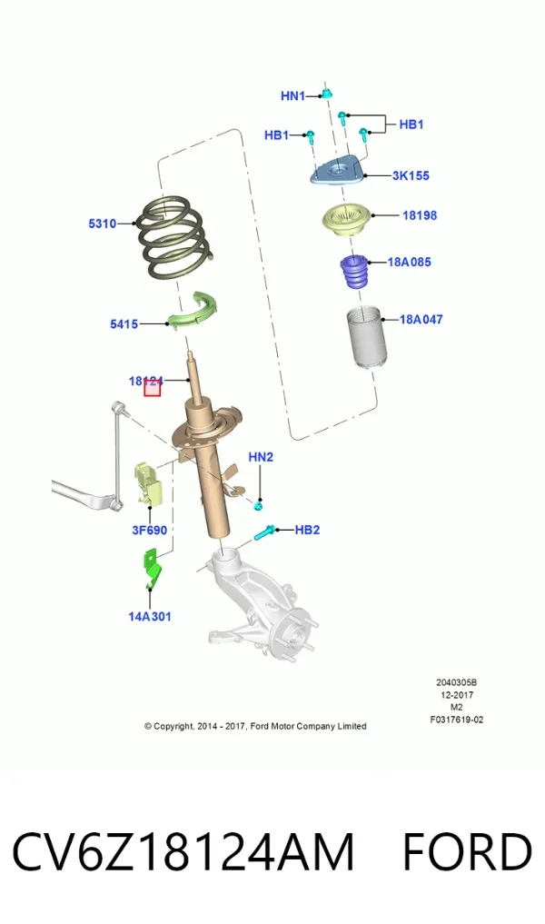 Amortyzator przedni lewy CV6Z18124AM Ford
