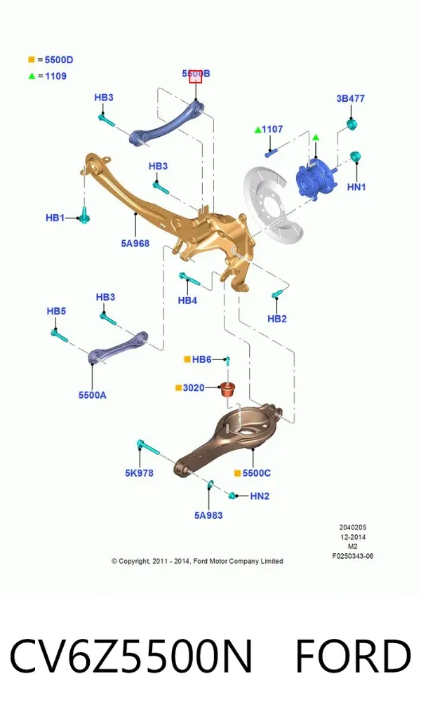 Wahacz zawieszenia tylnego górny lewy/prawy CV6Z5500N Ford