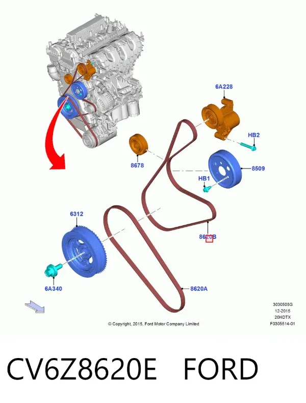 Pas napędowy mechanizmów CV6Z8620E Ford