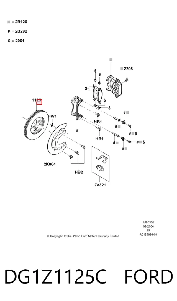 Tarcza hamulcowa przednia DG1Z1125C Ford