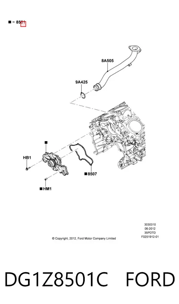 Pompa chłodząca wodna DG1Z8501C Ford
