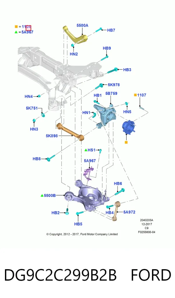 Piasta tylna DG9C2C299B2B Ford