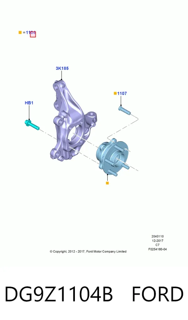 Piasta przednia DG9Z1104B Ford