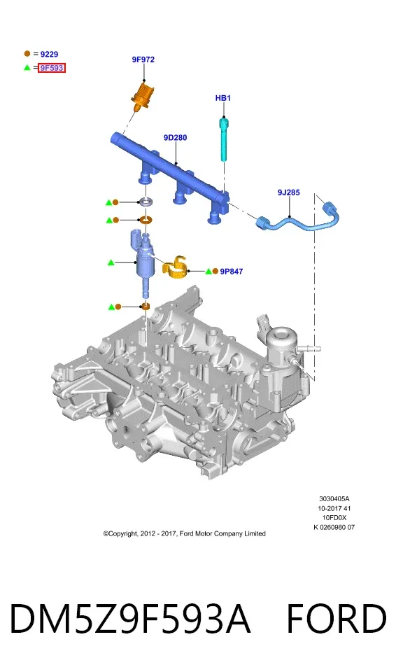 Wtryskiwacz paliwa DM5Z9F593A Ford
