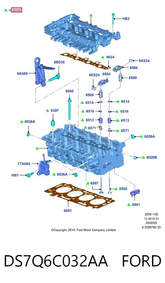 Głowica cylindrów DS7Q6C032AA Ford