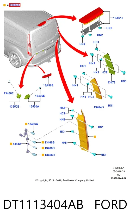Lampa zespolona tylna prawa DT1113404AB Ford