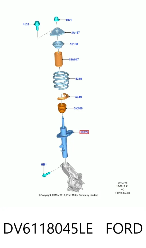 Amortyzator przedni prawy DV6118045LE Ford