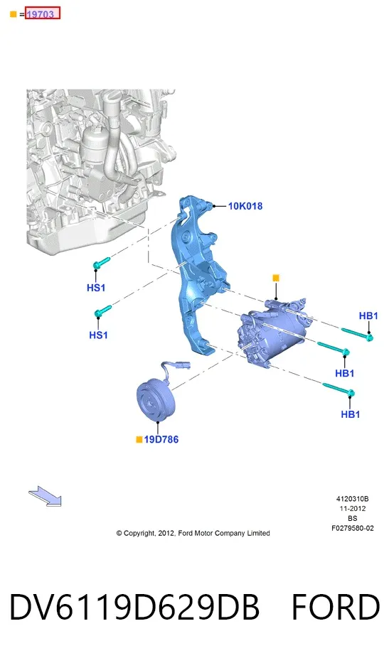 Sprężarka klimatyzacji DV6119D629DB Ford
