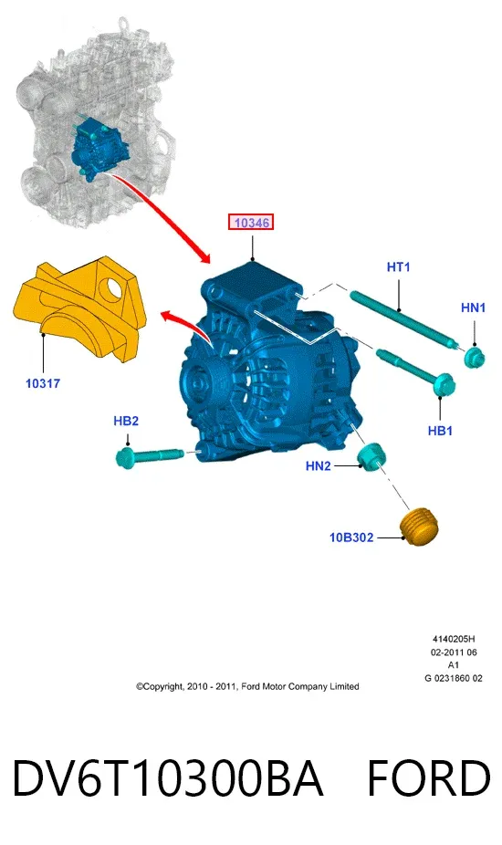 Alternator DV6T10300BA Ford
