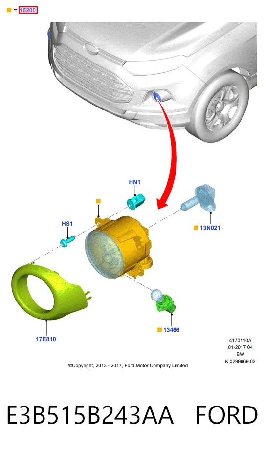 Lampa przeciwmgielna lewa/prawa E3B515B243AA Ford