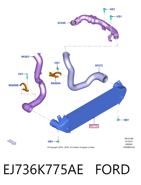 Chłodnica intercoolera EJ736K775AE Ford