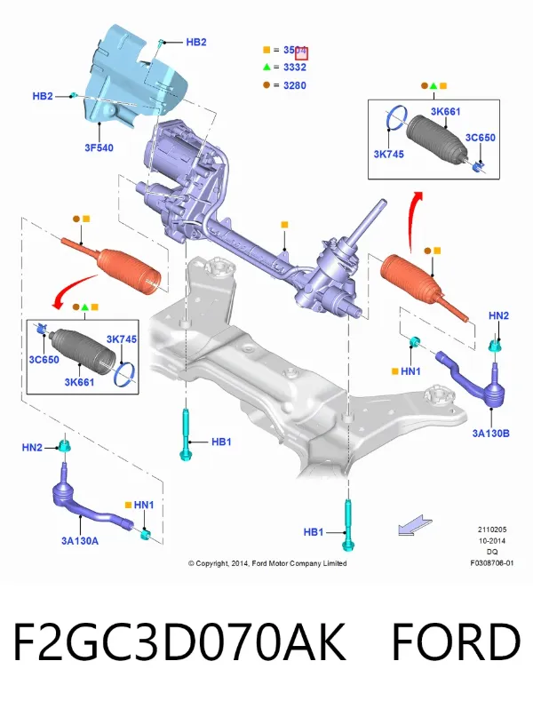 Listwa kierownicza (maglownica) F2GC3D070AK Ford