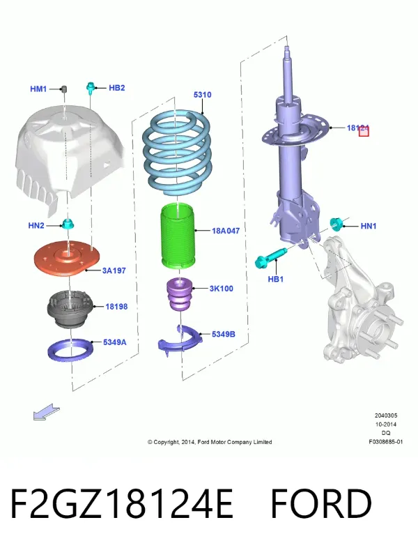 Amortyzator przedni lewy F2GZ18124E Ford